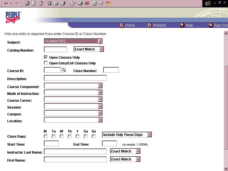 Peoplesoft screenshot